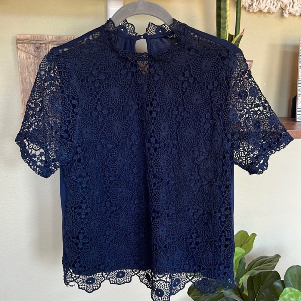 Top Shop Blue Cut Out Blouse